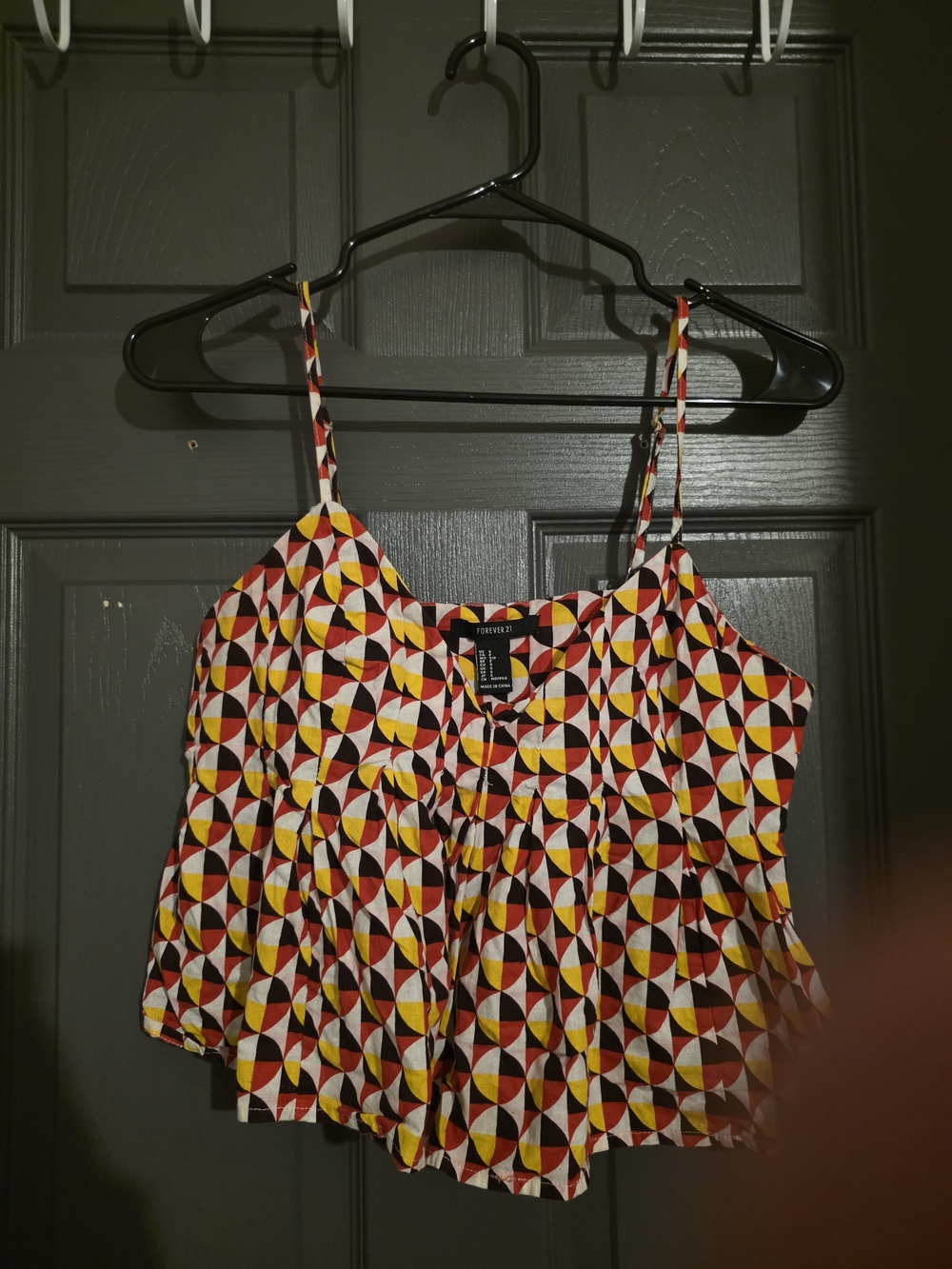 Forever 21 Red and Yellow Geometric Spaghetti Strap Camisole